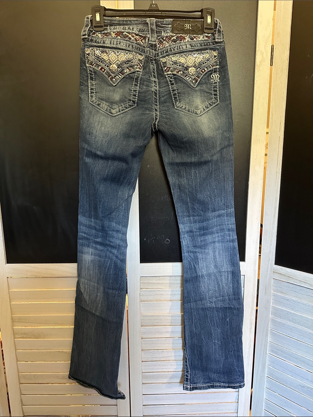 Miss Me Mid Rise Embroidered Boot Cut Jeans